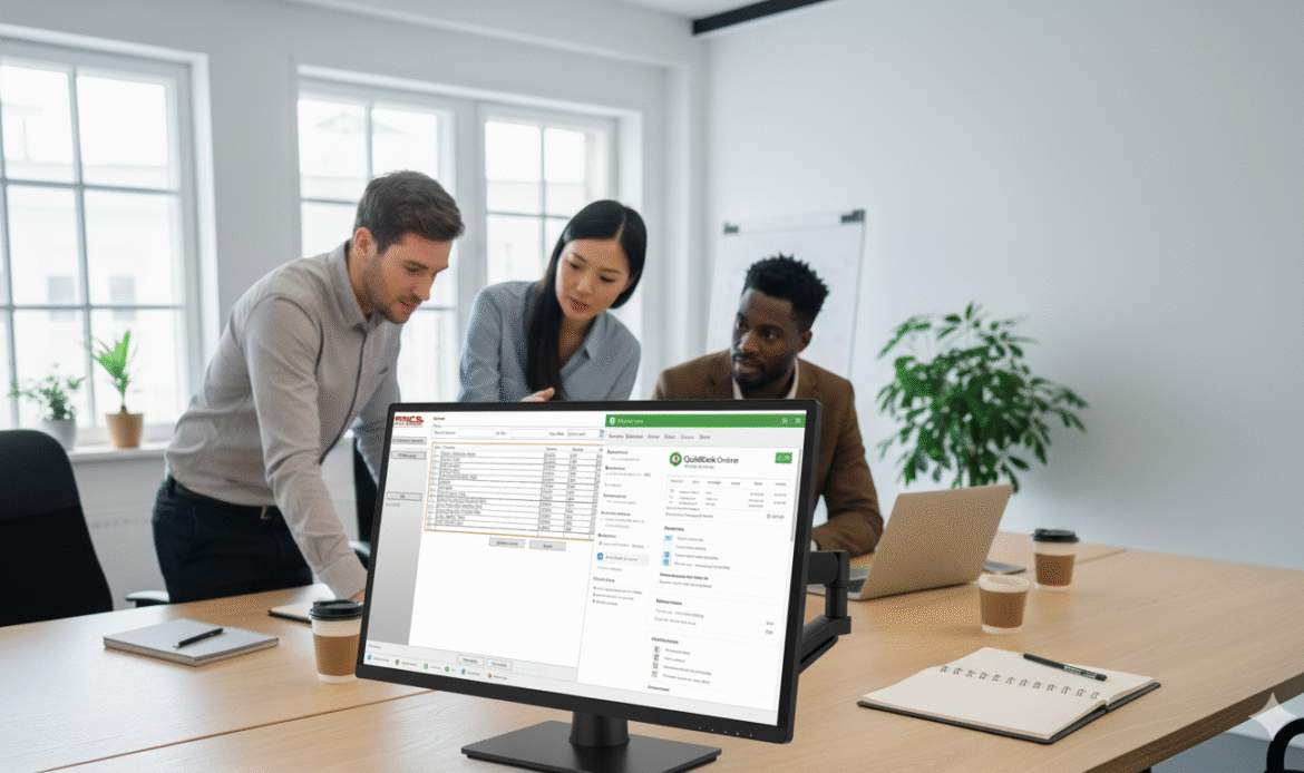 Diagram showing data synchronization between AMICS and accounting software