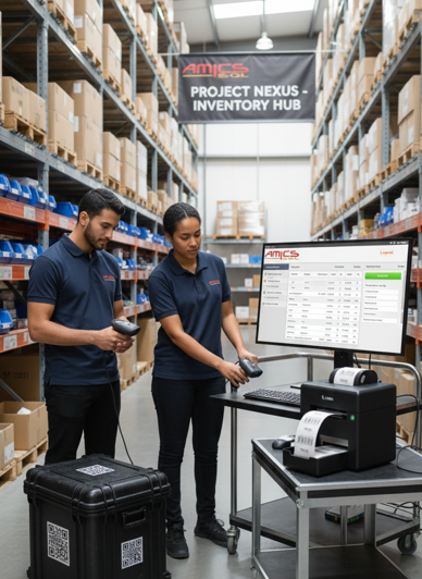 Screenshot showing project-specific inventory tracking in AMICS