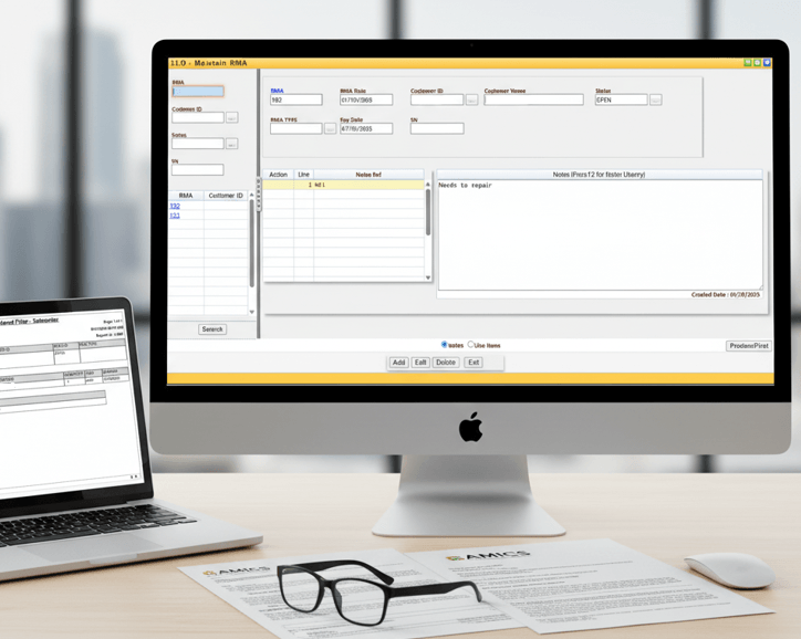 Screenshot of the AMICS RMA Authorization and Tracking